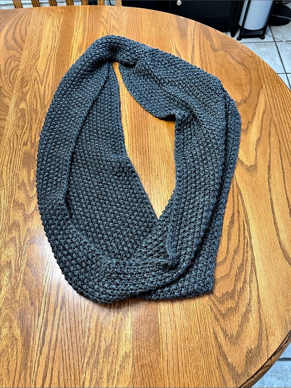 Gray Knit Infinity Scarf